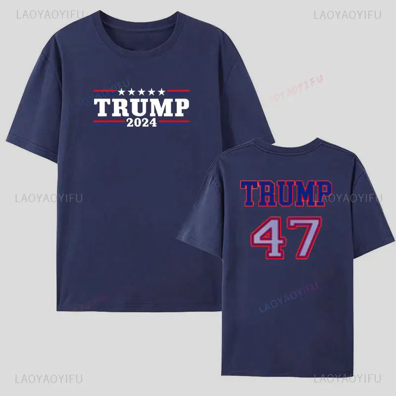 Trump 47 Make America Great Again Woman Man Graphic T Shirts We Won Shirt High Quality Cotton Outdoors Streetwear MAGA Tops Tee