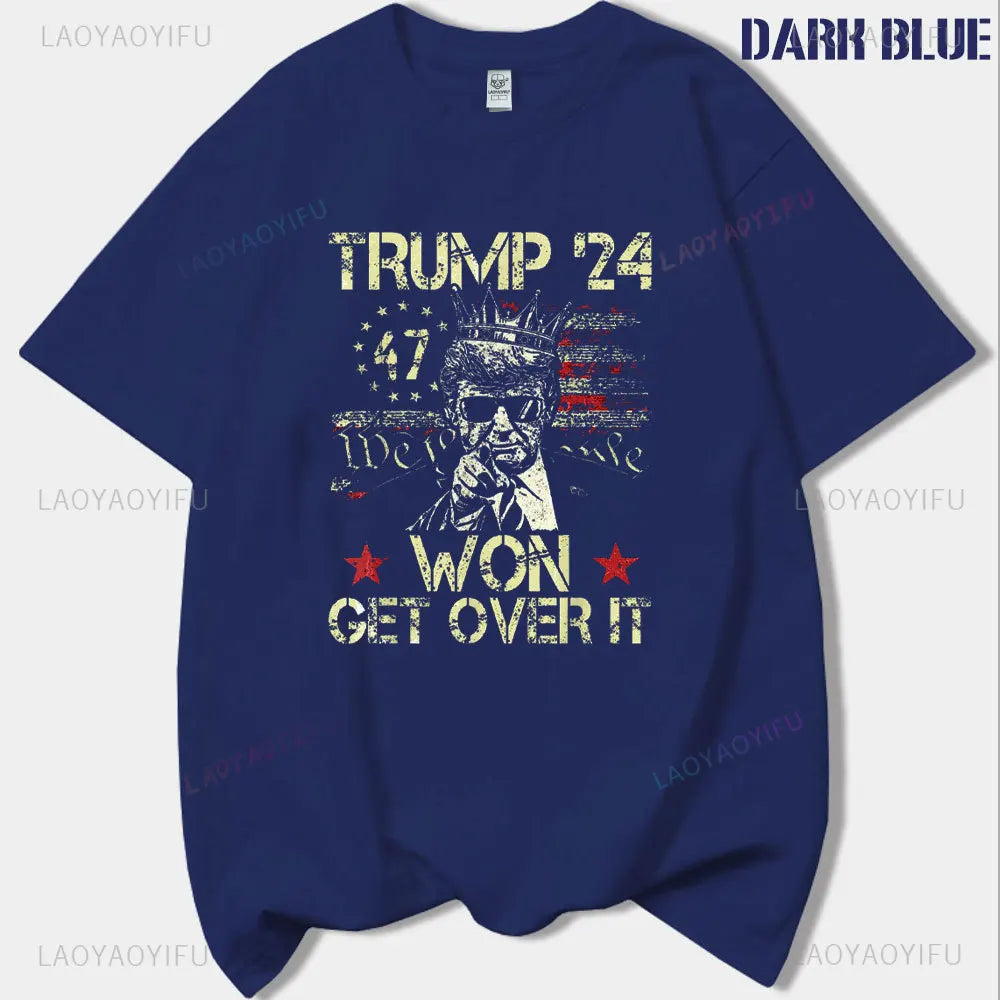 Trump Won in 2024 Printed T-shirt I'll Be Home for Christmas High Quality Cotton T Shirts Make America Great Again Short-sleev