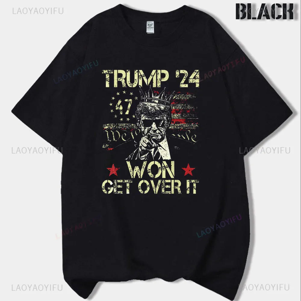 Trump Won in 2024 Printed T-shirt I'll Be Home for Christmas High Quality Cotton T Shirts Make America Great Again Short-sleev